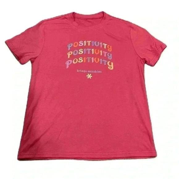 No name Other - New Girls Graphic Tee “Positivity” Pink Top Sz. 12y NWOT